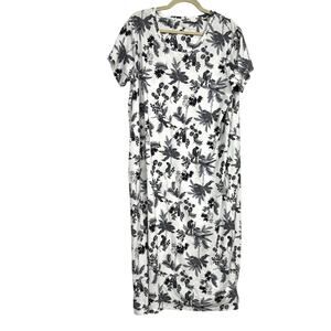 Day Dreams Duvet Days White Black Jungle Leopards Print Midi Dress Women 18 NWOT